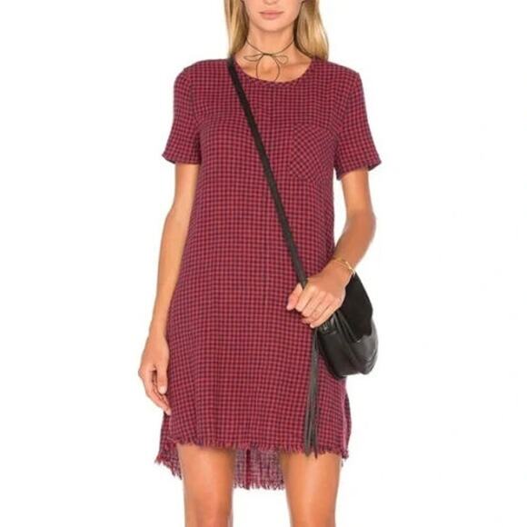 Current/Elliott Dresses & Skirts - Current/Elliott Buffalo Check Mini Shift Dress Dress Fringe Hem Red Blue Size 2
